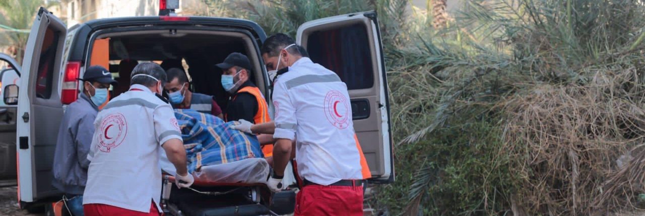 Palestine Red Crescent Society volunteers have been working around the clock to provide critical assistance, including ambulance and emergency medical services. Photo: Palestine Red Crescent